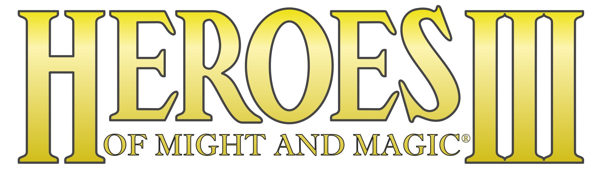 Heroes of Might and Magic III logo on a transparent background