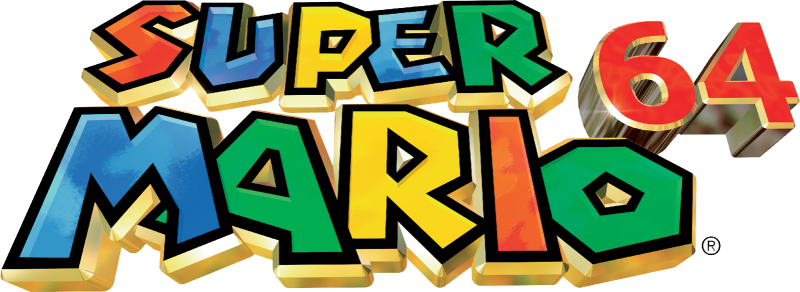 Super Mario 64 logo on a transparent background