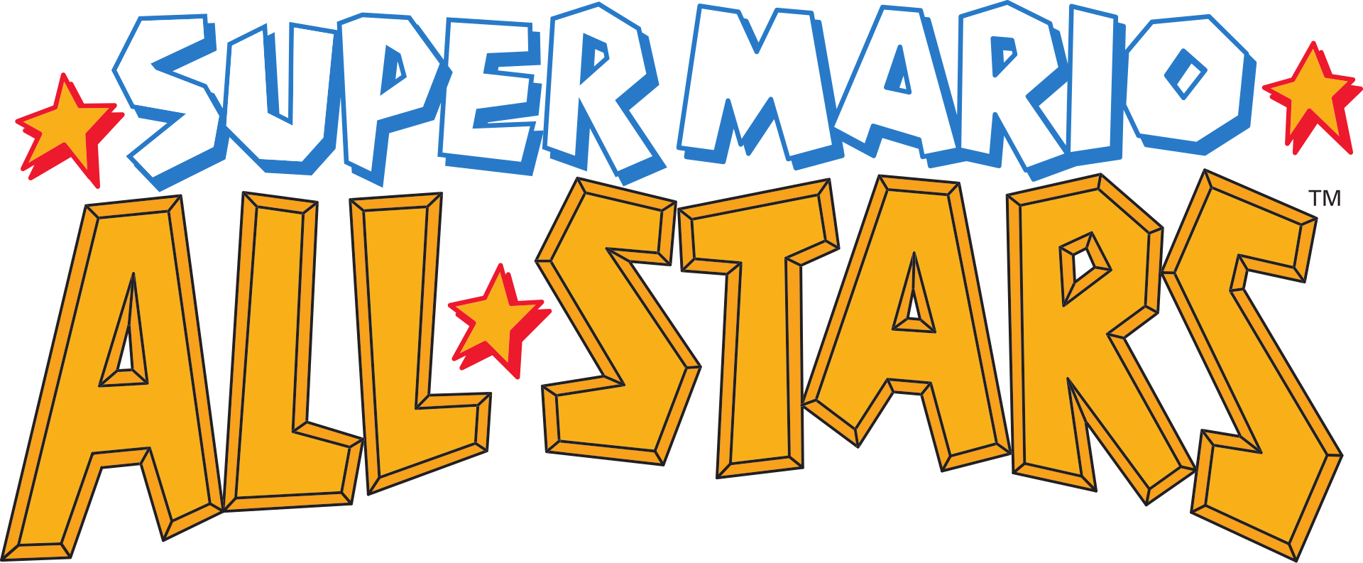 Super Mario All-Stars logo on a transparent background